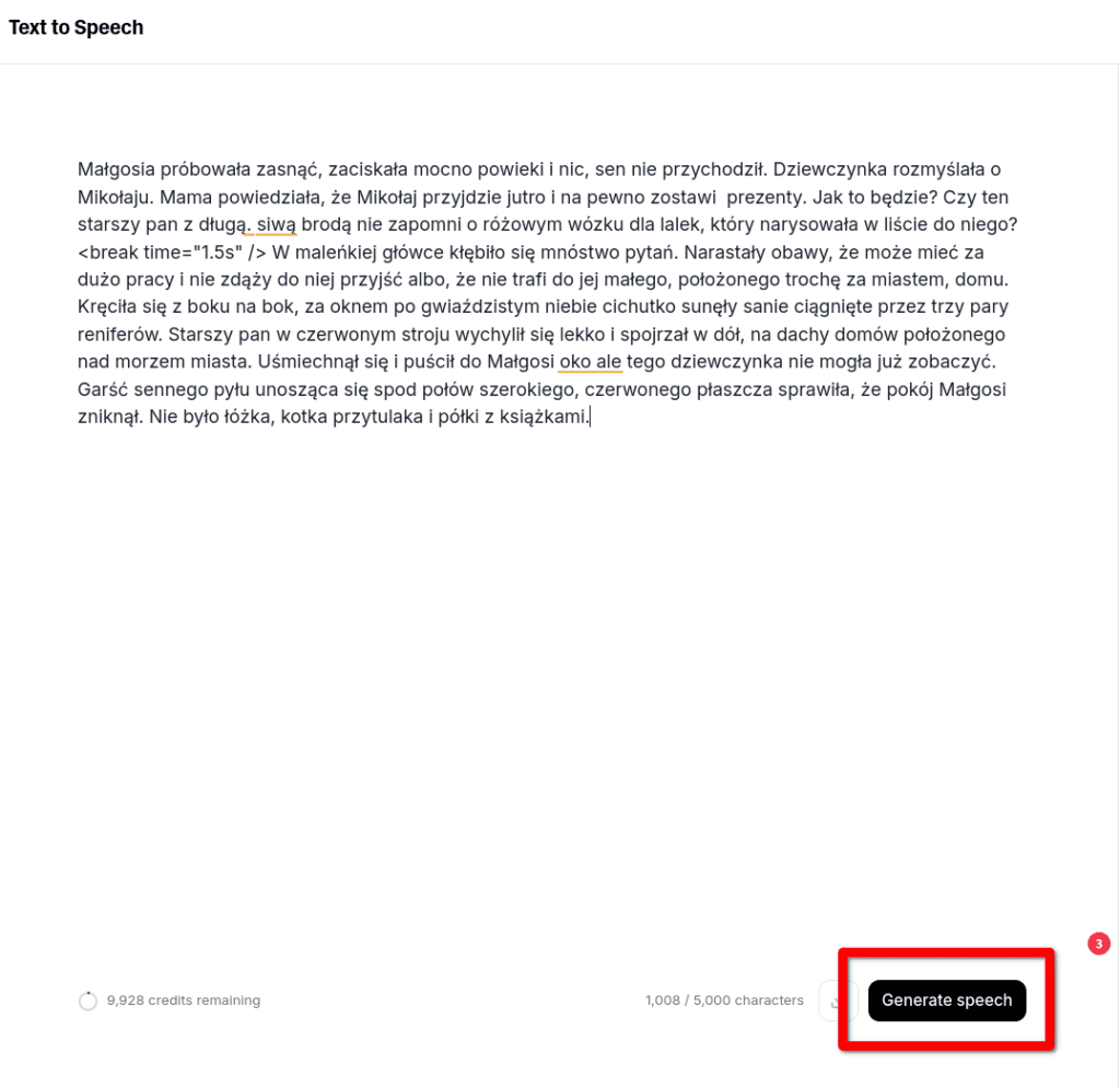 ElevenLabs - generowaniu głosu świętego mikołaja