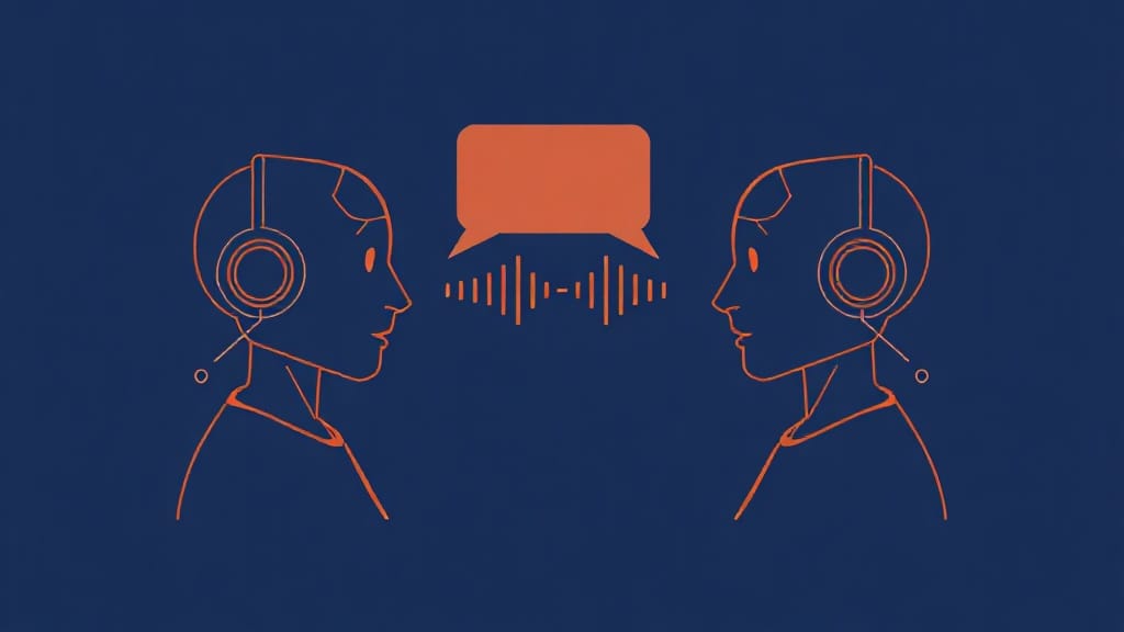 Eleven v3 tryb dialogu — dwie postacie AI prowadzące rozmowę z naturalną intonacją