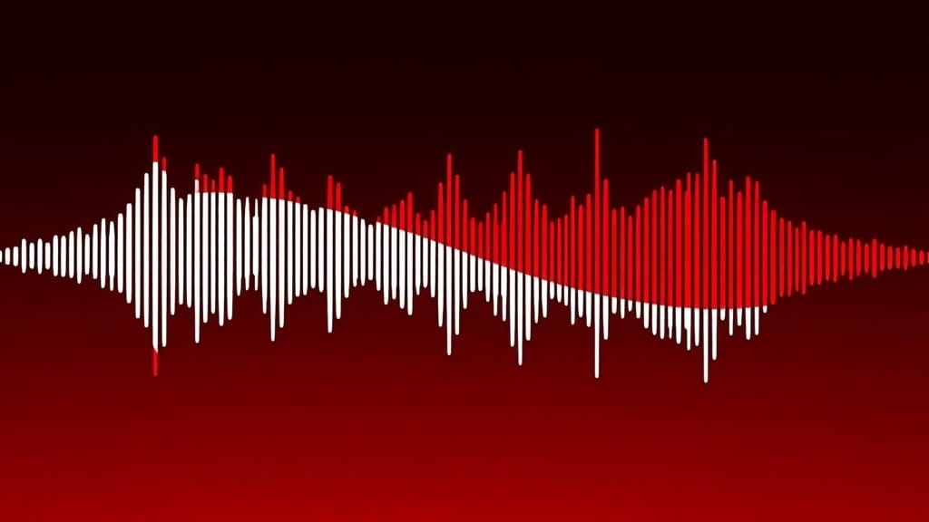 Polski głos AI — fala dźwiękowa w barwach polskiej flagi (ElevenLabs)